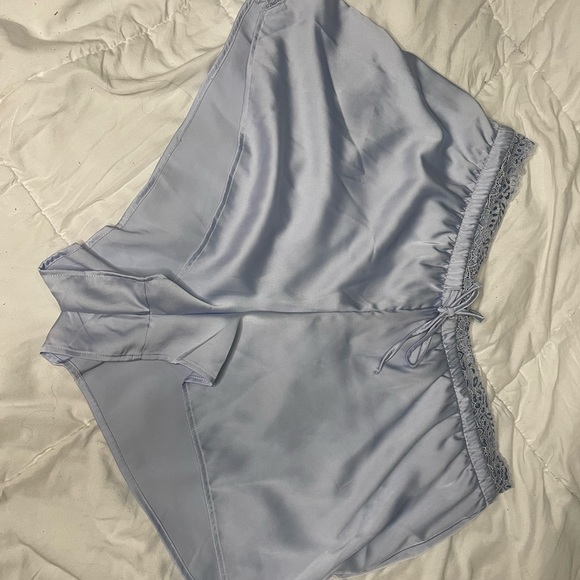 Blue Satin and Lace Shorts - Picture 1 of 3